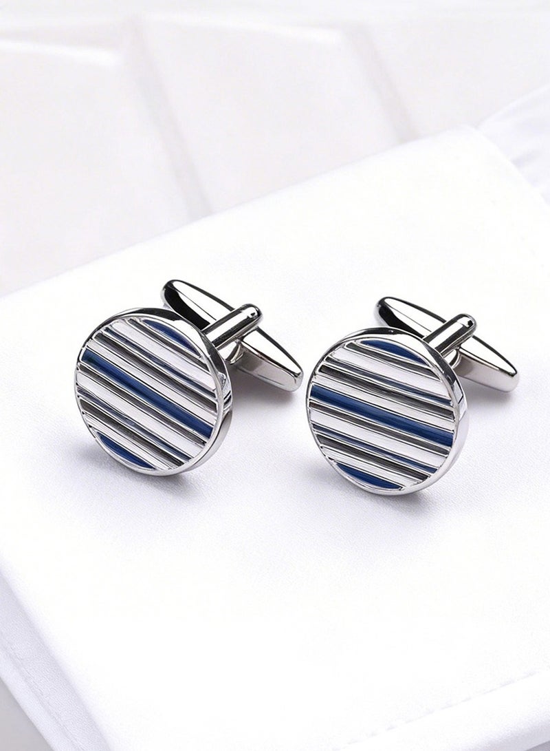 DB Innov. Cufflinks, Round Twill Cufflinks, 2 PCS in One Set Copper Jewelry Specially Design for Men's Shirt Wedding Business Gift with Delicate Package Box. - Image 1